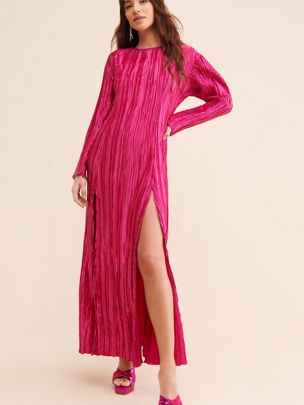 Laagam Fuchsia Long Sleeve Maxi Dress